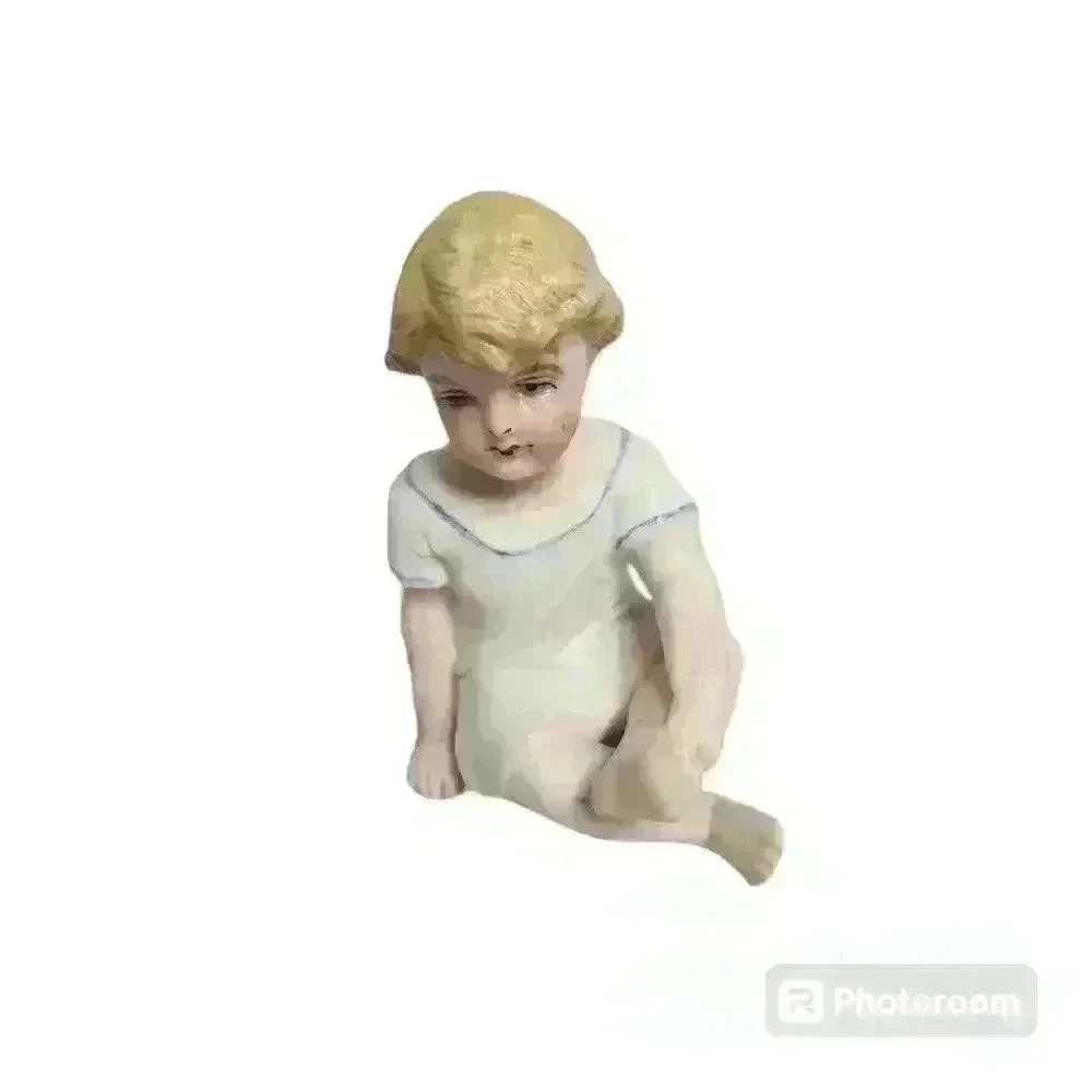 Vintage Bisque Porcelain Piano Baby Boy 3"